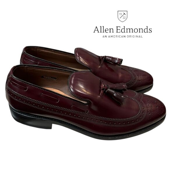 New Allen Edmonds Berwick Burgundy LeatherTassel Loafers Dress Shoes 7.5 main image 5